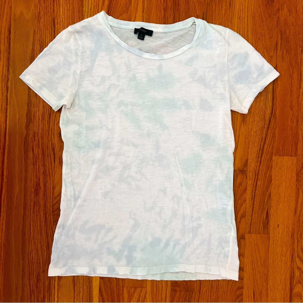 J.Crew Blue White Tie-Dye Wash Cotton Tee Size S